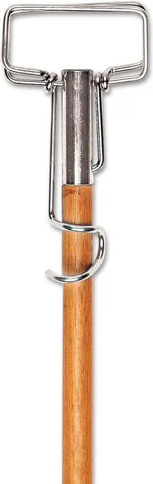Boardwalk Spring Grip Metal Head Mop Handle for Most Mop Heads 60" Wood Handle