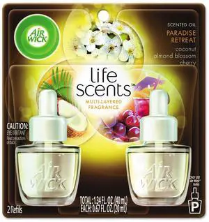 Life Scents Scented Oil Refills, Paradise Retreat, 0.67 Oz, 2/pack, 6 Pack/ctn