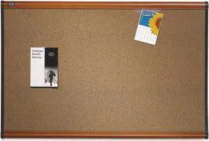 Prestige Bulletin Board, Brown Graphite-Blend Surface, 48 X 36, Cherry Frame