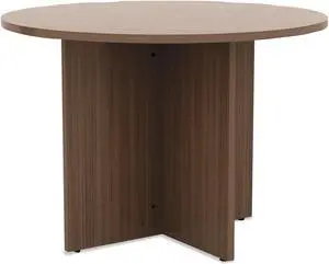 Alera Valencia Round Conference Table w/Legs 29 1/2h x 42 dia. Modern Walnut VA7142WA