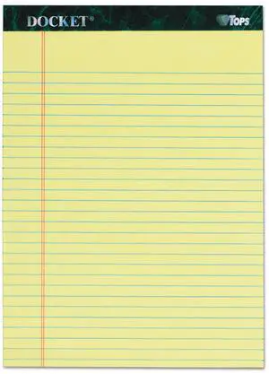 Docket Ruled Perforated Pads, 8 1/2 X 11 3/4, Canary, 50 Sheets, 6/pack