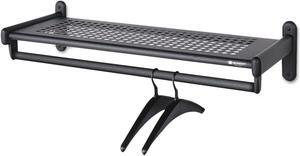 Metal Wall Shelf Rack, Powder Coated Textured Steel, 36w X 14-1/2d X 6h, Black