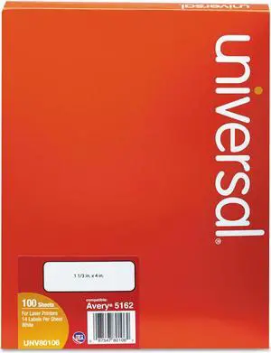 Laser Printer Permanent Labels, 1 1/3 X 4, White, 1400/box