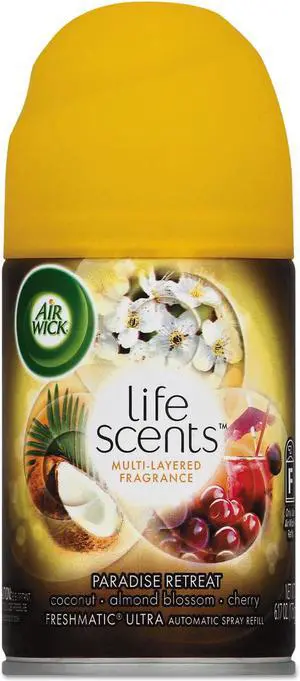 Freshmatic Life Scents Ultra Refill, Paradise Retreat, 6.17oz Aerosol,6/carton