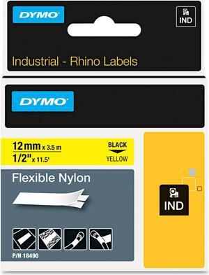 DYMO Rhino Flexible Nylon Industrial Label Tape Cassette, 1/2" x 11-1/2ft, Yellow