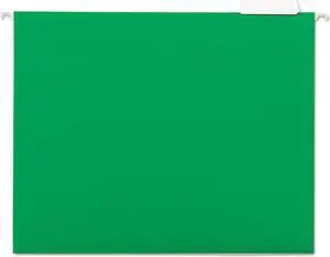 Hanging File Folders, 1/5 Tab, 11 Point Stock, Letter, Green, 25/box