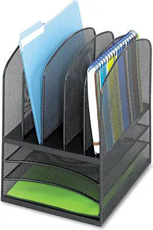 Onyx Mesh Desk Organizer, Eight Sections, 11 1/2 X 9 1/2 X 13, Black