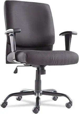 OIF - OIFBT4510 - Big and Tall Swivel/Tilt Mid-Back Chair, Height Adjustable T-Bar Arms, Black
