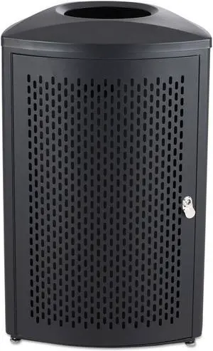 Indoor Waste Receptacle, Triangle With Open Top Dome, Steel, 20 Gal, Black