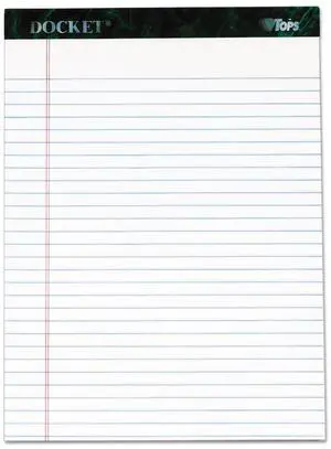 Docket Ruled Perforated Pads, 8 1/2 X 11 3/4, White, 50 Sheets, 6/pack