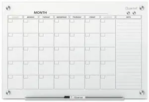 Quartet GC3624F Infinity Magnetic Glass Calendar Boards, 2' x 1.5'