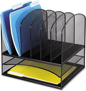 Mesh Desk Organizer, Eight Sections, Steel, 13 1/2 X 11 3/8 X 13, Black