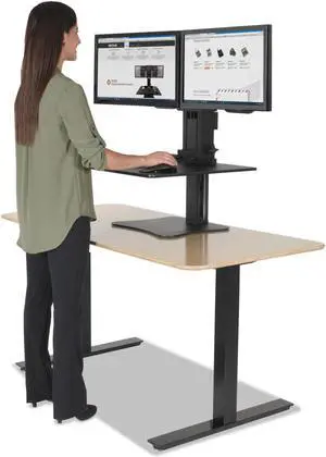Victor DC350 High Rise Collection Dual Monitor Sit-Stand Desk Converter, 28 X 23 X 15.5, Blk