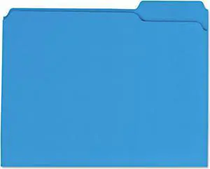 Colored File Folders, 1/3 Cut Assorted, Two-Ply Top Tab, Letter, Blue, 100/box