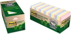 Greener Note Pad Cabinet Pack, 3 X 3, Assorted Helsinki Colors, 75-Sheet, 24/pk