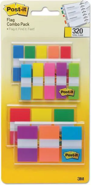 1/2" And 1" Page Flag Value Pack, Nine Assorted Colors, 320/pack
