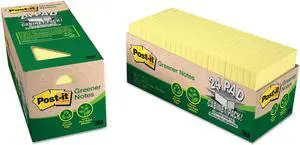 Greener Note Pad Cabinet Pack, 3 X 3, Canary Yellow, 75-Sheet, 24/pack
