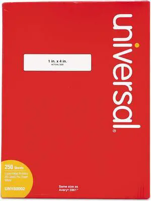 Laser Printer Permanent Labels, 1 X 4, White, 5000/box