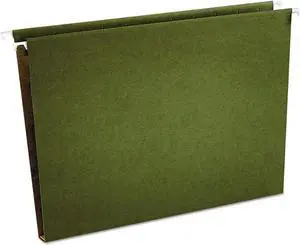 One Inch Box Bottom Hanging Folder, Pressboard, Letter, Standard Green, 25/box