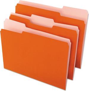 File Folders, 1/3 Cut One-Ply Top Tab, Letter, Orange/light Orange, 100/box