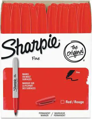 Fine Point Permanent Marker, Red, 36/pack