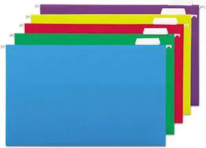 Hanging File Folders, 1/5 Tab, 11 Point, Legal, Assorted Colors, 25/box