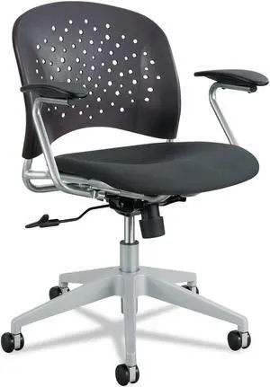 Reve Series Task Chair, Round Plastic Back, Polyester Seat, Black Seat/back