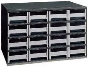 AKRO-MILS 19416 Steel, Polystyrene, Drawer Bin Cabinet, 11 in D x 11 in H x 17