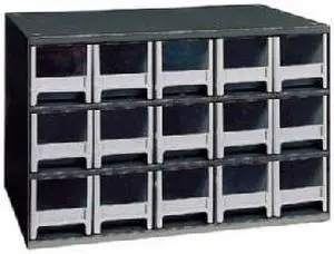AKRO-MILS 19715 Drawer Bin Cabinet W/ 15 Drawers, Gray, Steel/Polystyrene, 17