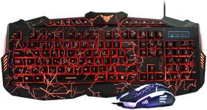 Backlit Crack Gaming Keyboard 3 Color LED Mechanical Feel 19 Keys No Conflict - axGear