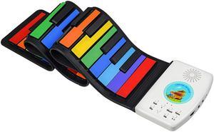 Keyboard Piano Rainbow Piano Keyboard Roll Up Piano 49 Keys Flexible Colourful Foldable Silicone Toddler - axGear
