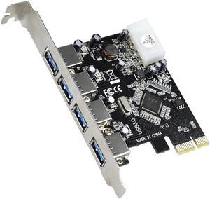 axGear USB 3.0 PCI-E Card 4 Port Hub PCIE Express Controller Adapter Card 5Gbps High Speed