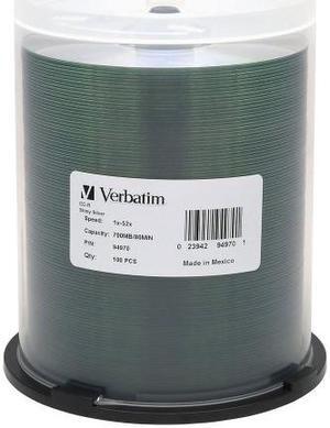 Verbatim VER94970s Verbatim 700MB 80MIN 52X Shiny Silver CD-R,100-Disc Spindle 94970