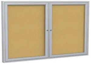 GHENT PA23648K Enclosed Cork Bulletin Board 36x48", 2 Door