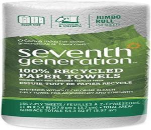Seventh Generation 100% Recycled Paper Towel Rolls 2-Ply 11 x 5.4 Sheets 156