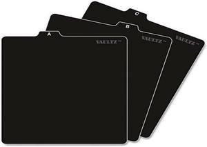 Vaultz A to Z CD and DVD Storage File Guides, 26 Guides per Box, Black (VZ01176)