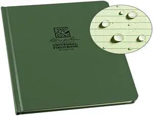 Rite in the Rain All-Weather Hard Cover Notebook, 6 3/4" x 8 3/4", Green Cover, Universal Pattern (No. 970F-LG)