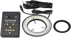 AmScope 144 LED Lighting-Direction-Adjustable Microscope Ring Light with Adapter