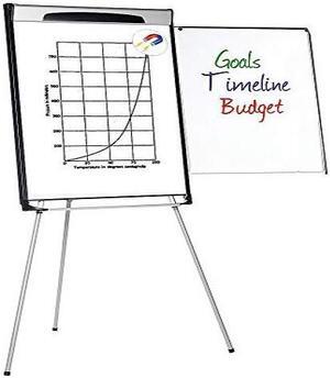 MasterVision BVCEA23066720 Tripod Extension Bar Magnetic Dry-Erase Easel, 39" to 72" High, Black/Silver, 1 Each