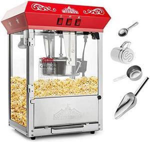 Olde Midway Bar Style Popcorn Machine Maker Popper with 10-Ounce Kettle - Red