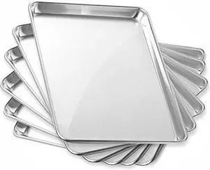 GRIDMANN 13" x 18" Commercial Grade Aluminum Cookie Sheet Baking Tray Jelly Roll Pan Half Sheet - 6 Pans