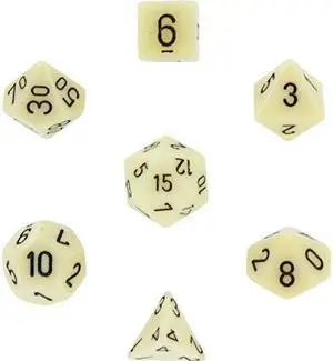 Chessex CHX25400 Dice-Opaque Ivory/Black Set, Multicolor Chessex CHX25400 Dice-Opaque Ivory/Black Set, Multicolor