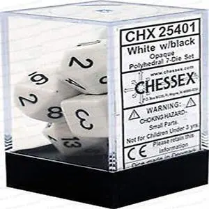 Chessex CHX25401 Dice-Opaque White/Black Set Chessex CHX25401 Dice-Opaque White/Black Set