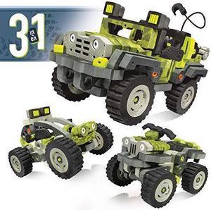 Bloco Toys 3 in 1 Wild Wheeler | STEM Toy | Jeep, Dune Buggy, ATV 4 Wheeler | DIY Building Construction Set (242 Pieces)