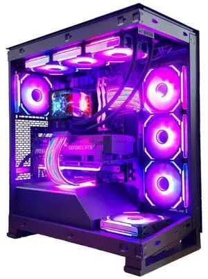 NOX Gaming NOVA Gaming PC (NVIDIA RTX 5080 16GB | AMD Ryzen 7 9800X3D 8 Cores | 32GB DDR5 RAM 6000MHz CL30 | 2TB SSD PCIe 5.0 ) with TRYX PANORAMA 360 Liquid Cooler with Curved AMOLED Display