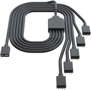 Cooler Master 1-to-5 Addressable RGB Splitter Cable Universal 3-pin ARGB Sync on LED Strips and Fans for Computer Cases, CPU Coolers and Radiators Fans