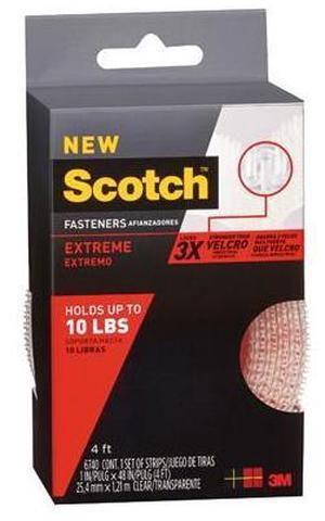 Scotch Extreme Fasteners, 1" X 4 Ft, Clear, 2/Pack RF6740