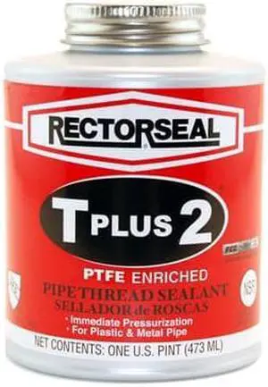 RECTORSEAL 23431 Pipe Thread Sealant 16 oz, Brush-Top Can, T Plus 2, White,