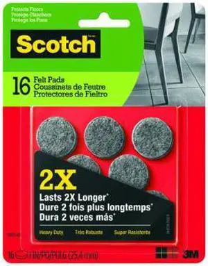 SP872-NA Felt Pads, Heavy-Duty, Adhesive, Gray, 1-In., 16-Ct. - Quantity 1