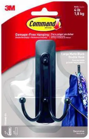 3M COMPANY 4LB BLK Decor DBL Hook 17036MB-ES